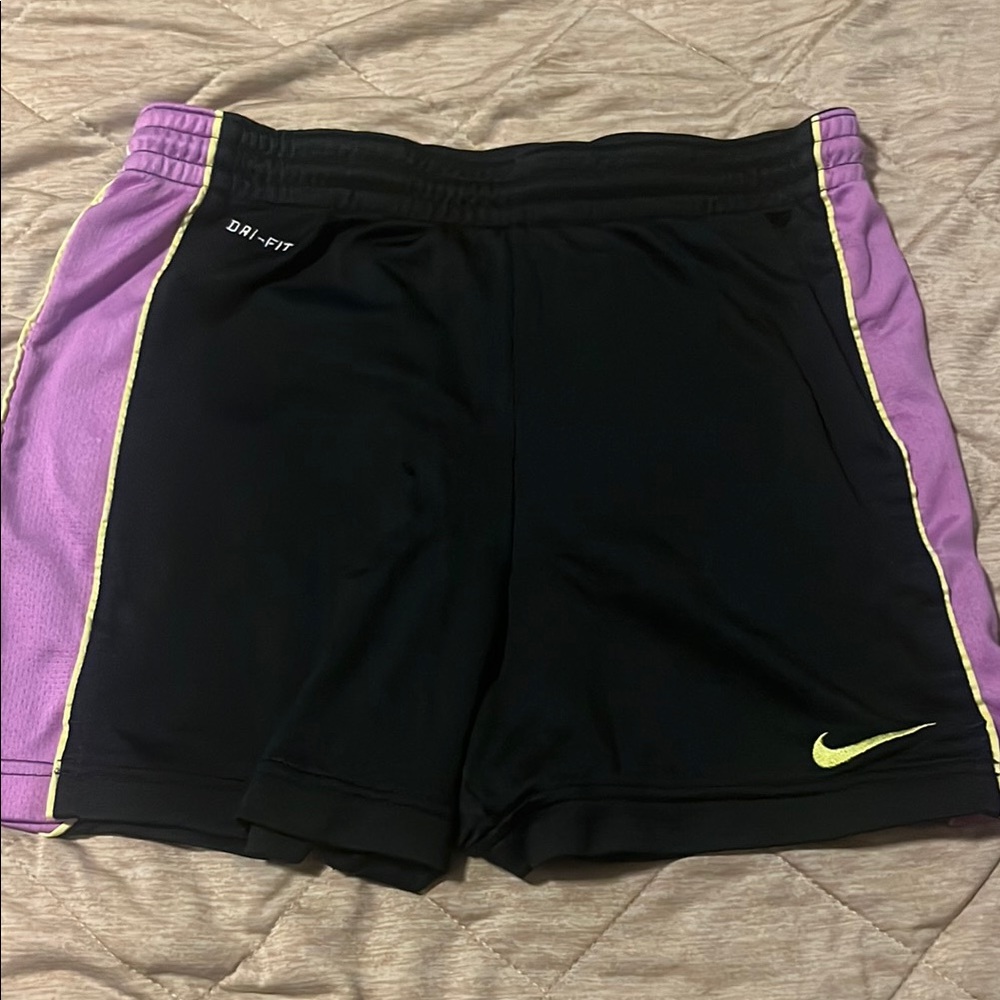 Women’s Nike Black and Purple Dri-FIT Shorts